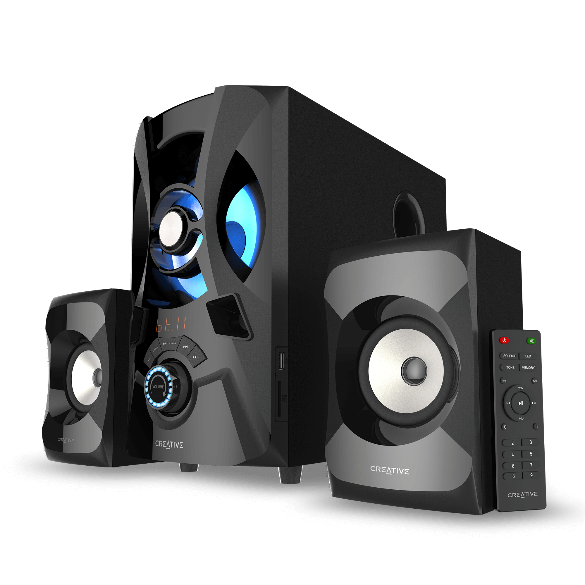 Subwoofer Speaker System 2.1 Home Audio Stereo Bass Sound Gaming TV PC Computer 