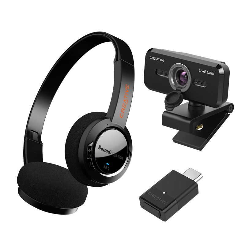 Wireless Headset Bluetooth Headphone with USB Adaptor And Video Call 1080P  Webcam PC Computer Camera for Internet Meeting Lesson