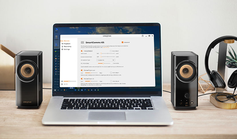 Creative T60 - Sound Blaster技術でオーディオを強化したHi-Fiデスクトップスピーカー、スマートなボイスコミュニケーションが行える便利機能も利用可能  - Creative Technology (日本)