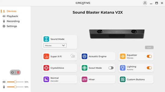 V2X Labs Compact Super Soundbar - States) Subwoofer Gaming with Multi-channel Sound Katana (United Creative Tri-amplified X-Fi Blaster