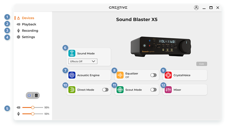 Sound Blaster X5 適合發燒友使用，支持全平衡的Xamp 耳機雙放大器的高