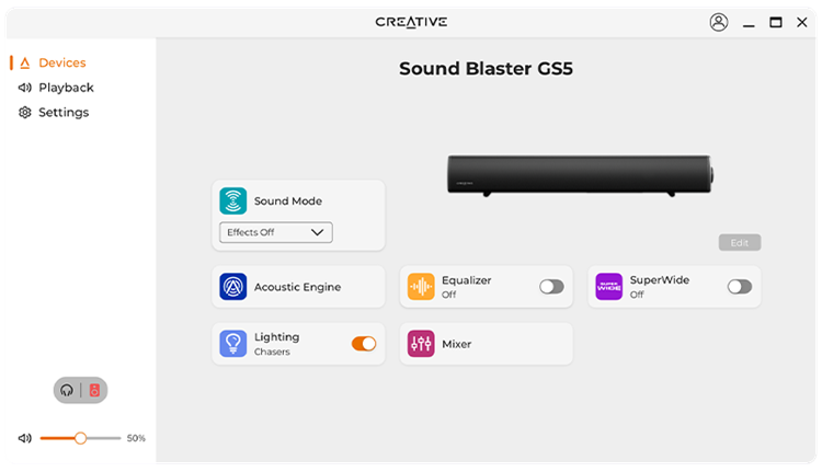 Sound Blaster GS5 RGB Gaming Soundbar with SuperWide
