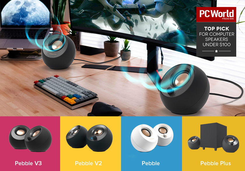 Creative - Altavoces de escritorio Pebble 2.0 alimentados por USB con  controladores de campo lejano y radiadores pasivos para PC y laptop (negro)