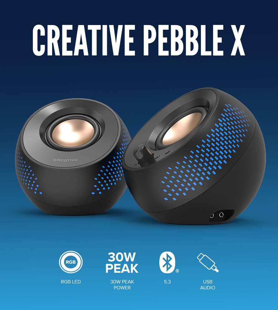  Creative Pebble Pro Minimalist 2.0 USB-C Computer Speakers with  Bluetooth 5.3 and Customizable RGB Lighting, Clear Dialog and BassFlex  Tech, USB Audio, Headset Port, for PC and Mac … : Electronics